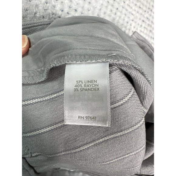 J. Jill Linen Stretch Dress Pants Womens Size 10P Wide Leg Grey Silver Stripes - Picture 10 of 16